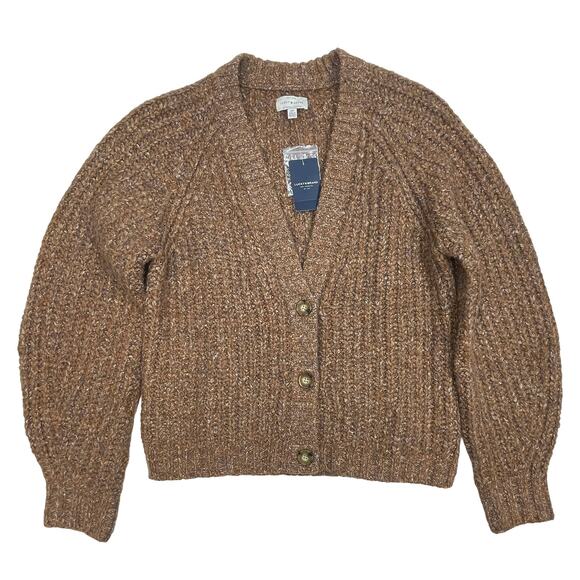 Lucky Brand Shaker Knit Raglan Cardigan Sz S New $90 Brown Button Front  Sweater - Picture 4 of 10